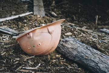 old abandoned safety helmet