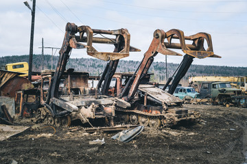 two old forestry machinery
