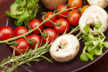 healthy eating fresh vegetables and fruits mushrooms