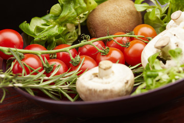 healthy eating fresh vegetables and fruits mushrooms