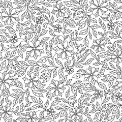 Vector Seamless Monochrome Floral Pattern.