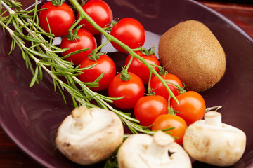 healthy eating fresh vegetables and fruits mushrooms