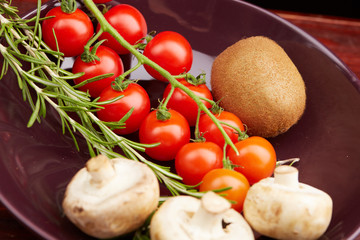 healthy eating fresh vegetables and fruits mushrooms