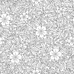Vector Seamless Monochrome Floral Pattern.