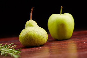 pear and apple on the table