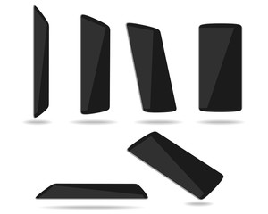 Black thin smartphones face different foreshortening