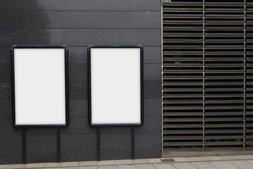 Two blank billboards for advertising