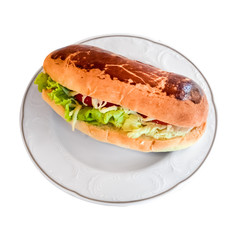 Sandwich with cheese, tomato and lettuce