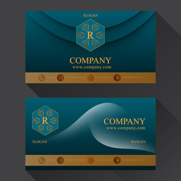business card with shadow two sides template vector