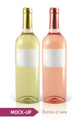 bottles of white and rose wine