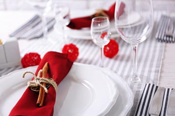 Beautiful table setting, close up