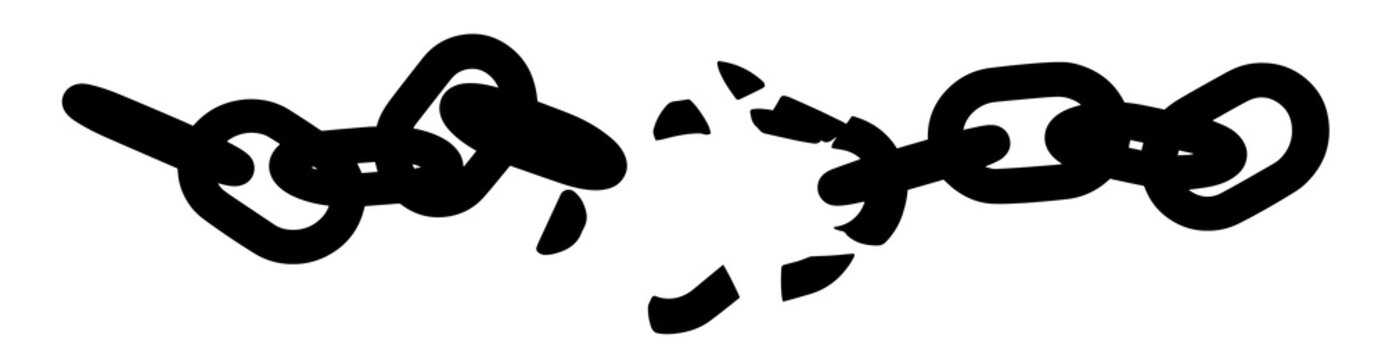 Broken chain silhouette vector illustration