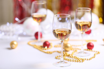 Wineglasses on blurred background