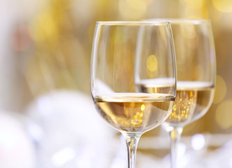 Wineglasses on blurred background