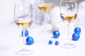 Wineglasses on blurred background