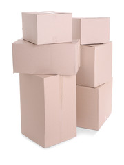 Set of cardboard boxes isolated on white
