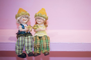 Agricultural farmer dolls made from ceramic