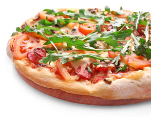 Delicious fresh pizza isolated on white