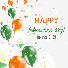 Tajikistan Independence Day Greeting Card. Flying Balloons in Tajikistan National Colors. Happy Independence Day Tajikistan Vector Illustration.