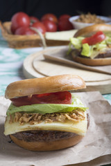 Burgers with ingridients