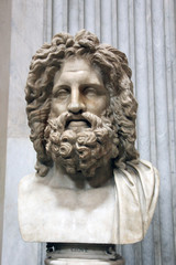 Ancient roman marble head of Zeus in Rome