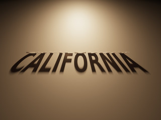 3D Rendering of a Shadow Text that reads California