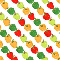 Seamless colorful background with peppers placed diagonally