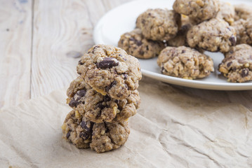 Baking still life of freshly baked chocolate chips