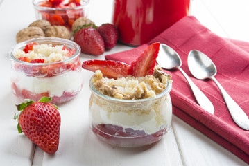 Dessert Healthy, quinoa, strawberry, nuts and yogurt.