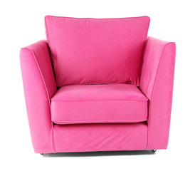 Pink armchair isolated on white