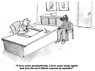 Business cartoon about a positive performance review.