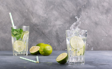 Lemonade with fresh lime and mint