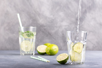 Lemonade with fresh lime and mint