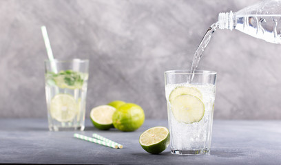 Lemonade with fresh lime and mint