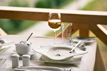 served table in a restaurant