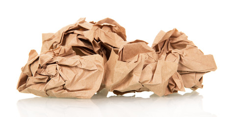 Crumpled wrapping paper isolated on white 