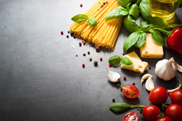 Fototapeta na wymiar Ingredients for cooking Italian pasta