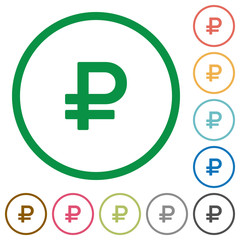 Ruble sign outlined flat icons