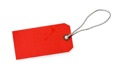 Red label (tag) isolated on white background