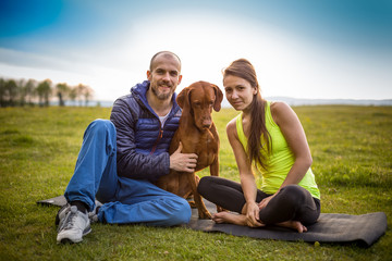 Couple with a dog