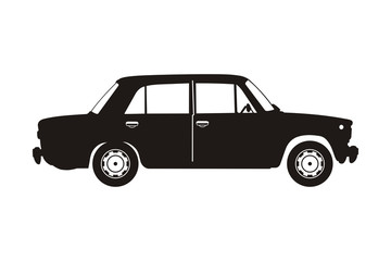 Obraz na płótnie Canvas black russian retro car on the white background
