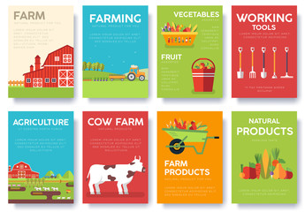 Flat farm in village set sprites and tile sets. instruments, flowers, vegetables, fruits, hay, farm building, animals, tractor, tools, clothing. Vector illustrations design banners 
