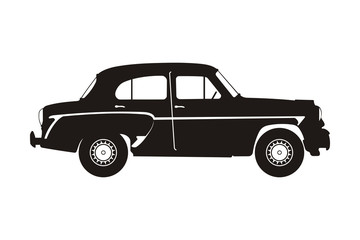 black russian retro car on the white background