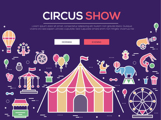 Premium quality circus outline icons collection set.  Festival linear symbol pack. Modern show template of thin line icons, logo, symbols, pictogram and flat illustrations