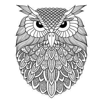  Owl openwork on a white background.