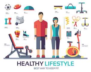 Sport life style infographic device equipment. Fitness icon concept 