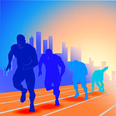 runner on start blue silhouette 