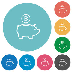 Flat bitcoin piggy bank icons