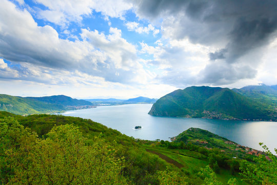 Lake panorama from "Monte Isola", Italy