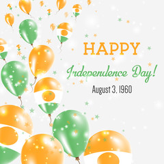 Niger Independence Day Greeting Card. Flying Balloons in Niger National Colors. Happy Independence Day Niger Vector Illustration.